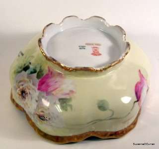 Antique Hand Painted Elite Limoges POPPY Scalloped Bowl  
