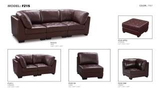 MODERN CONTEMPORARY BONDED LEATHER BROWN SECTIONAL SOFA LOVESEAT CHAIR 