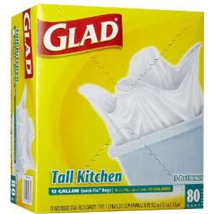  Glad Tall Kitchen Quick Tie White 80ct, 13 Gal Health 