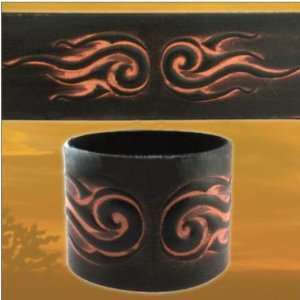  Leather Wrist Band with Wild Tribe Design   Adjustable 