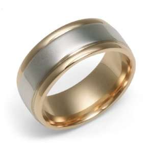  14k Yellow and White Gold Engraved Wedding Band, Size 7 Jewelry