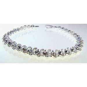 Tennis Bracelet with Swarovski Crystals & Sterling Silver Overlay