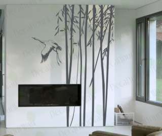 Large Bamboo Tree Bird Wall Decor Vinyl Decal Stickers  
