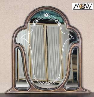 Style Antique Black Finish Dresser Hanging Wall Mirror  