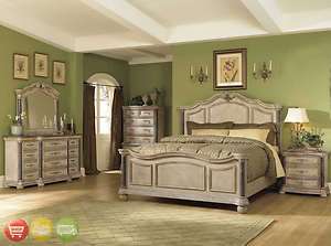 Catalina 4 Piece Queen Bed Bedroom Set Marble Accents  