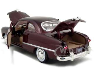 1949 FORD COUPE BURGUNDY 124 DIECAST MODEL CAR  