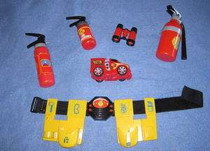 Kids FIREFIGHTER Equipment TOY Lot Belt Firetruck Binocular 