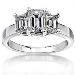   White Gold 1 3/4ct TDW Emerald cut Diamond Engagement Ring ( H I, SI