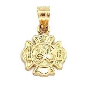  Firefighter Maltese Cross Charm 14k Gold 13mm Jewelry
