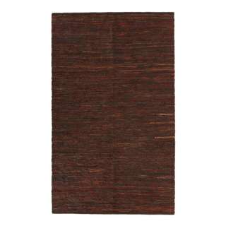 Hand woven Chindi Brown Leather Rug (4 x 6)  