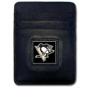   NHL Money Clip/Card Holder Black Leather Sculpted Enameled Team Logo
