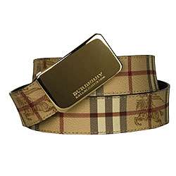 Burberry Womens Haymarket Plaque Belt  