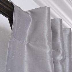 Silver Vintage Faux Textured Dupioni Silk 96 inch Curtain Panel 