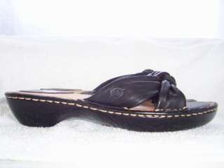 BORN STRAPPY HEEL SLIDE SANDAL SHOE Black Leather Sz 7  