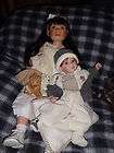   Orange Amanda 38 tall porcelain doll & w/baby boy doll w/certificate