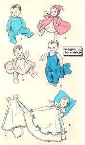VINTAGE 13 14 BABY DOLL CLOTHES PATTERN 8800  