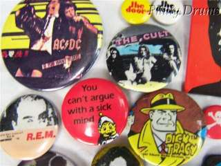 Cool Vintage Rock & Roll Pinbacks Buttons and Badges  