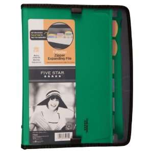  Five Star 7 Pkt Expanding File with Pop Up Tabs, Green 