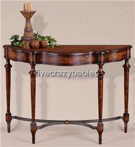 Classic Burled Wood Burlwood Console Table Sofa Hall Traditional 