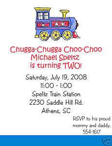 Choo Choo Train 2 Birthday Party Invitations  