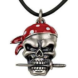 Pewter Pirate Skull and Dagger Necklace  