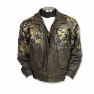  Brown Leather / Mossy Oak Break up Camouflage Jacket 
