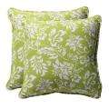Decorative Green/ White Floral Square Outdoor Toss Pillows (Set of 2 