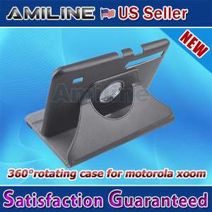 360 Degree Rotation Leather Case Cover for Motorola Xoom Folio  