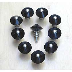 Set of 10 Cobalt Blue Round Glass Knobs  