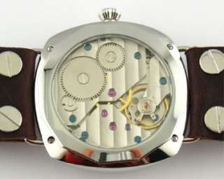 PARNIS 47MM DISPLAY CASE BACK MECHANICAL WATCH