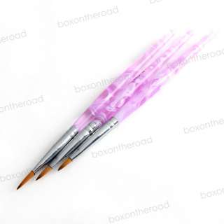 3pcs Acrylic Nail Art UV Gel Carving Pen Brush Liquid Powder DIY No. 2 
