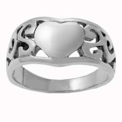 Sterling Silver Celtic Weave and Heart Ring  