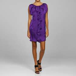 Jessica Simpson Womens Purple Center Ruffle Shift Dress   