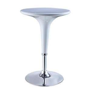    White and Chrome Adjustable Height Bar Table