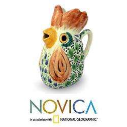 Majolica Ceramic Rooster Pitcher (Mexico)  