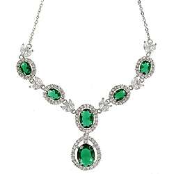   Green Emerald Cubic Zirconia and Crystal Necklace  