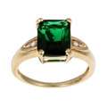 Caribe Gold 14k over Stelring Silver Green and White Cubic Zirconia 