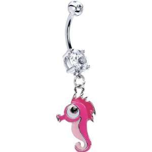  Pink Sea Horse Belly Ring Jewelry