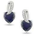 Sterling Silver Created Sapphire and Diamond Earrings MSRP 