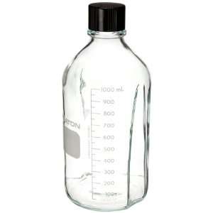 Wheaton 219720 Media Bottle, 1000mL Clear Glass, Graduated With 38 430 