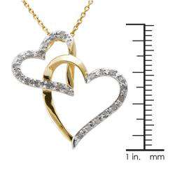 18k Gold over Silver 1/4ct TDW Diamond Double Heart Necklace (J K, I3 