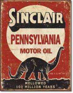 Sinclair Gas Mellowed Million Year Garage Shop Tin Sign  