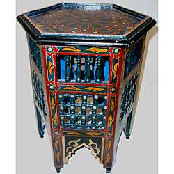   Wooden Blue Moroccan Star End Table (Morocco)  