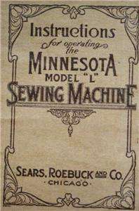 Minnesota Model L Sewing Machine Instruction Manual On CD