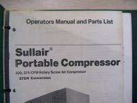 SULLAIR PORTABLE COMPRESSOR OPERATOR/PARTS MANUAL PC251  