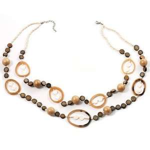  Boho Two Strand Bead Ivory Fashion Necklace Jewelry