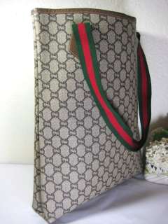 Vintage GUCCI Plus Coated Canvas GG Monogram Tote Shoulder Bag Italy 