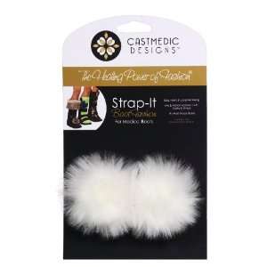    It White Faux Fur Puffs for Medical Boots
