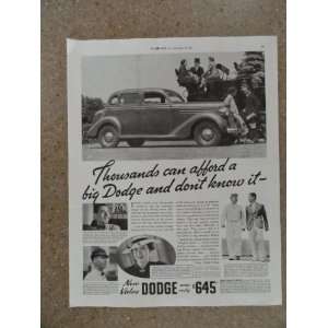 1935 Dodge $645,Vintage 30s full page print ad (car/wagon)) Original 