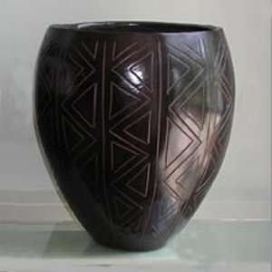  Etched Triangles Pottery   Fair Trade